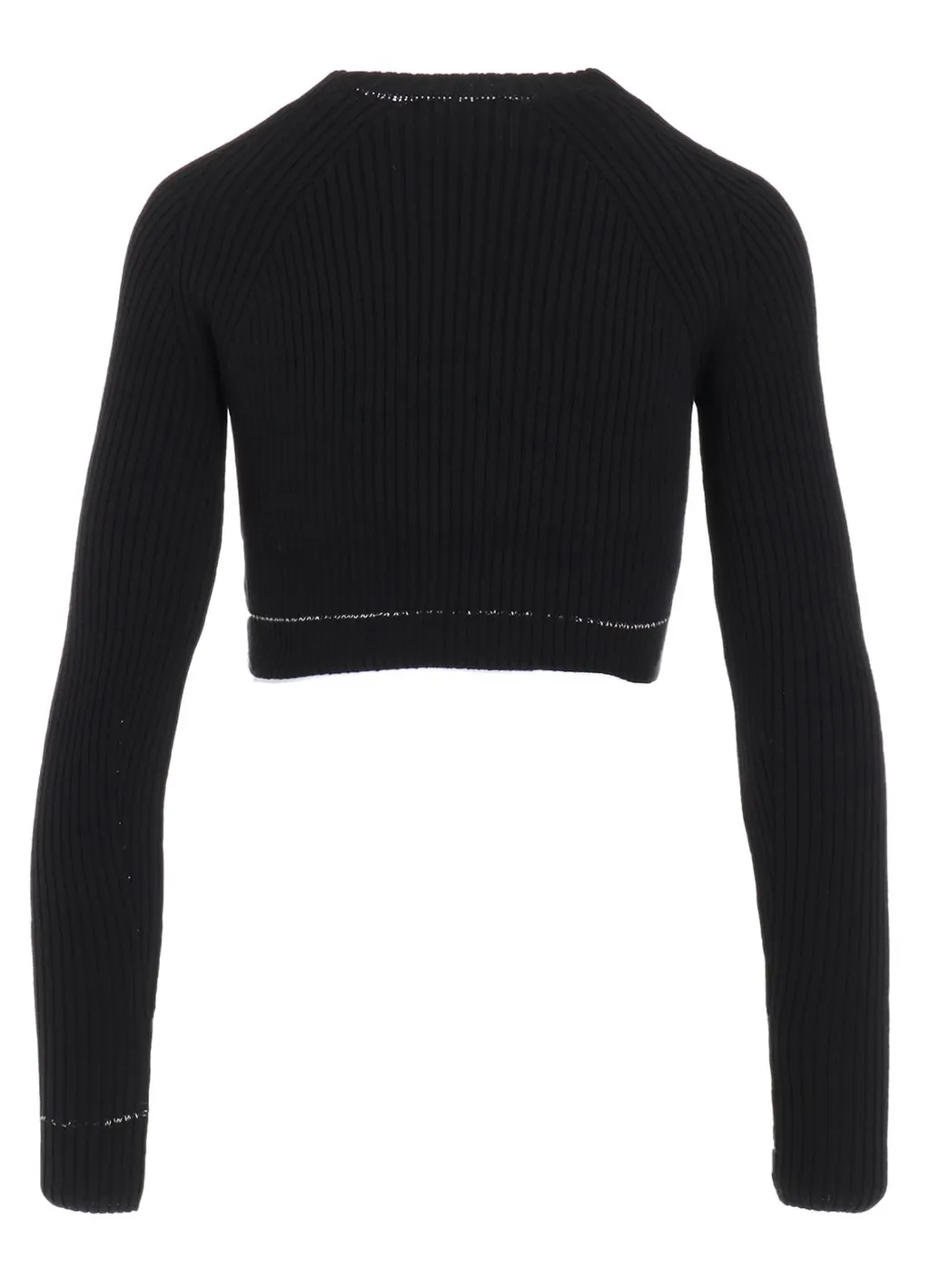 Rib Stitch Twisted Long Sleeve Rib Cropped Pullover