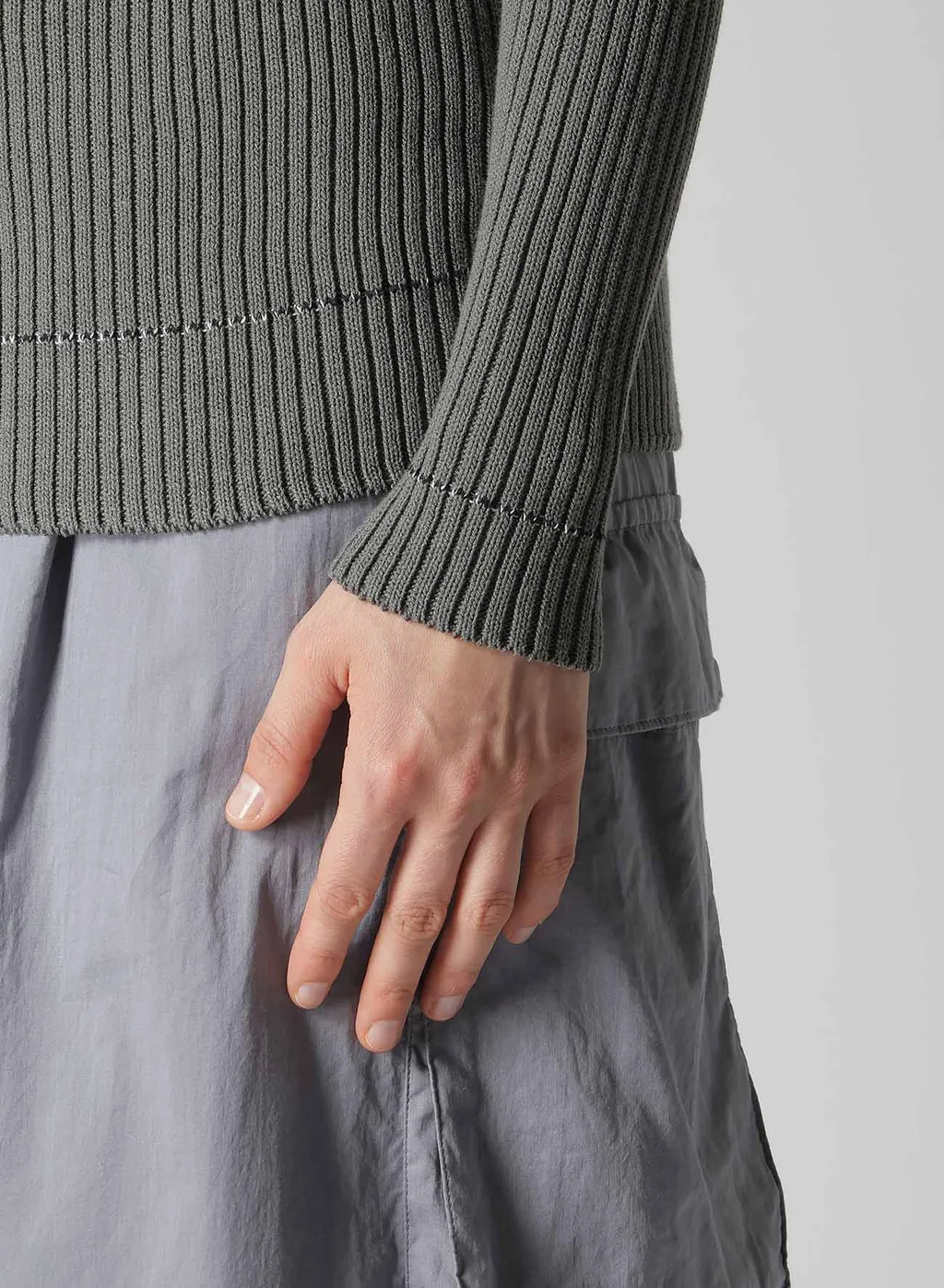Rib Stitch Twisted Long Sleeve Rib Pullover