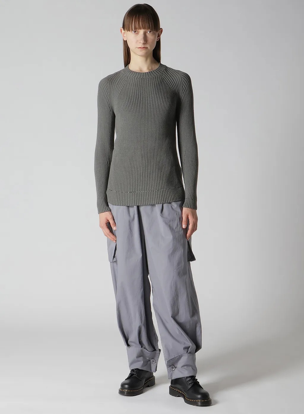 Rib Stitch Twisted Long Sleeve Rib Pullover