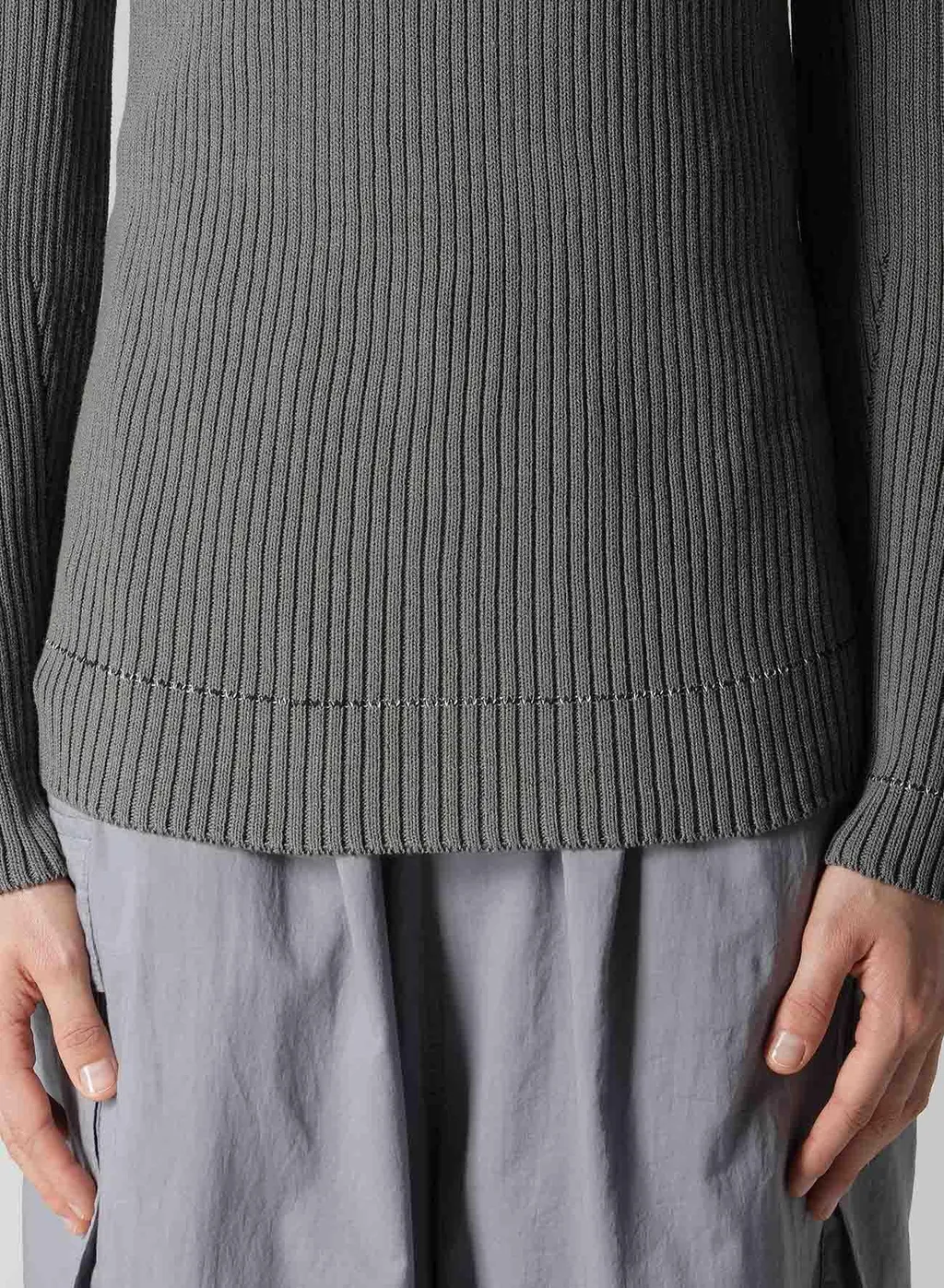 Rib Stitch Twisted Long Sleeve Rib Pullover