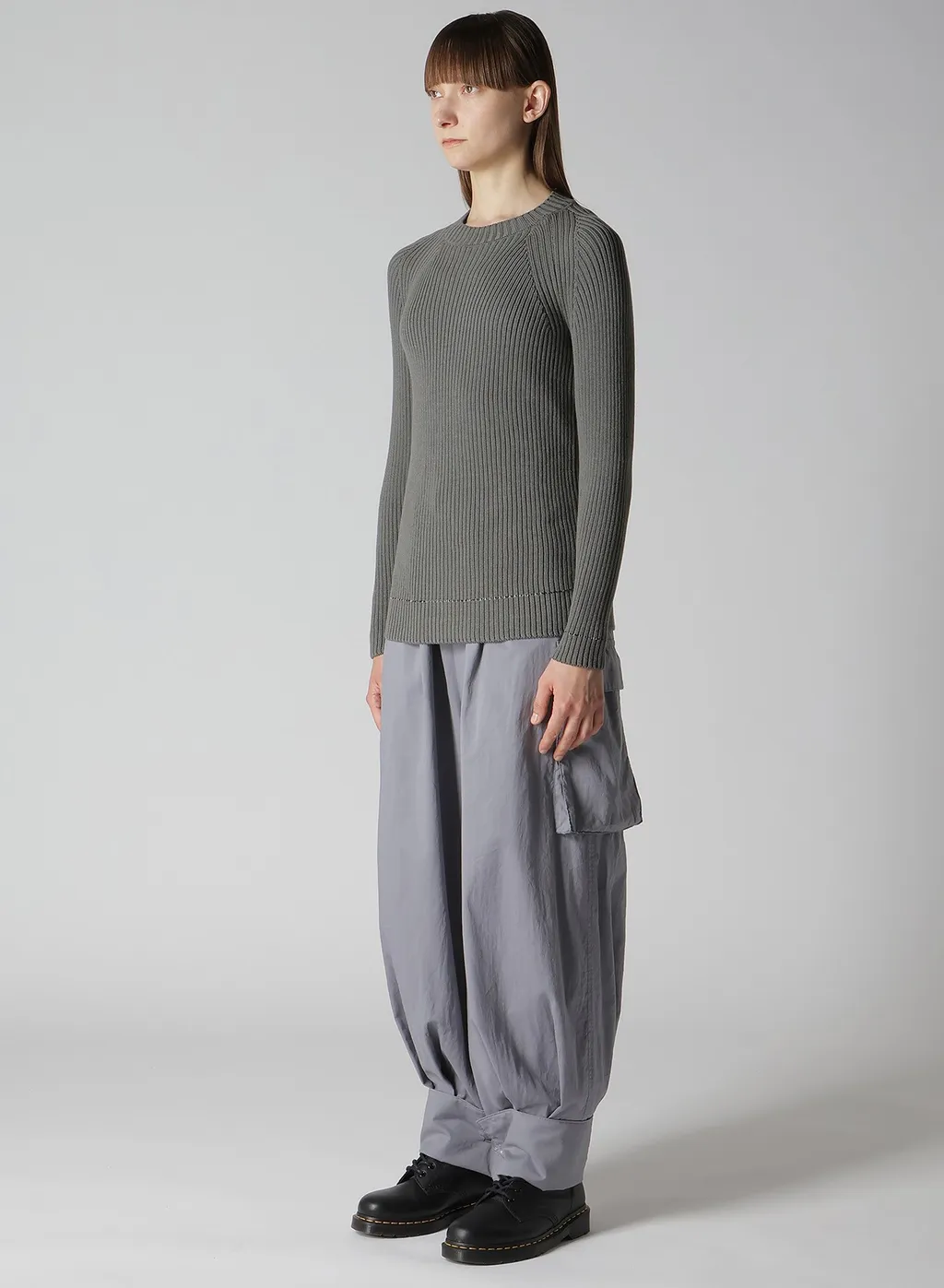 Rib Stitch Twisted Long Sleeve Rib Pullover