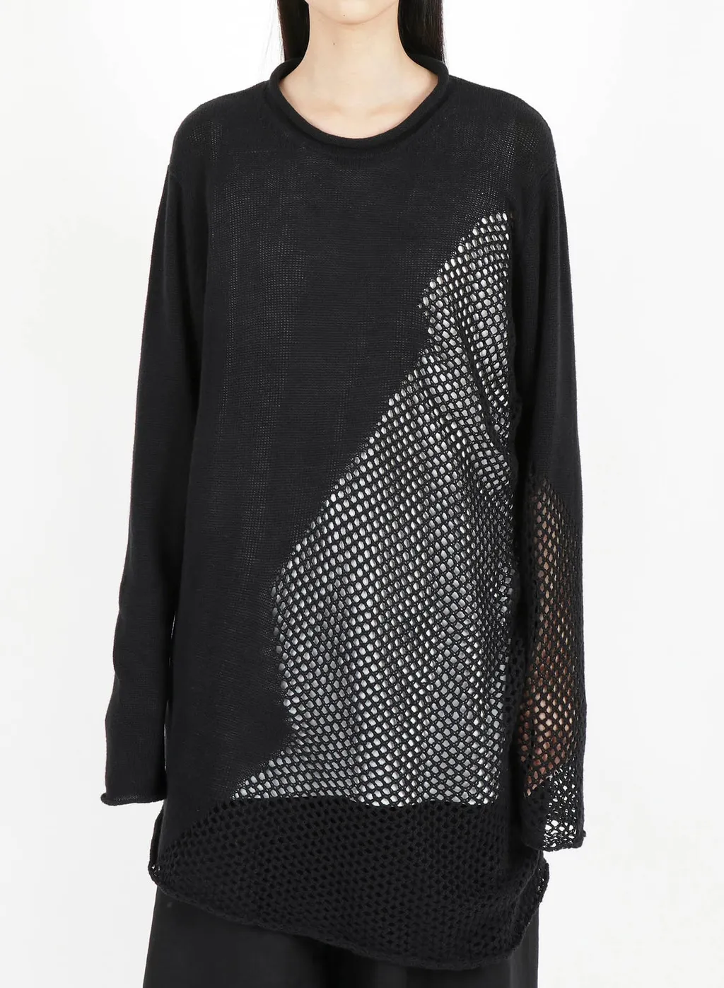 Plain Stitch X Lace Long Knit