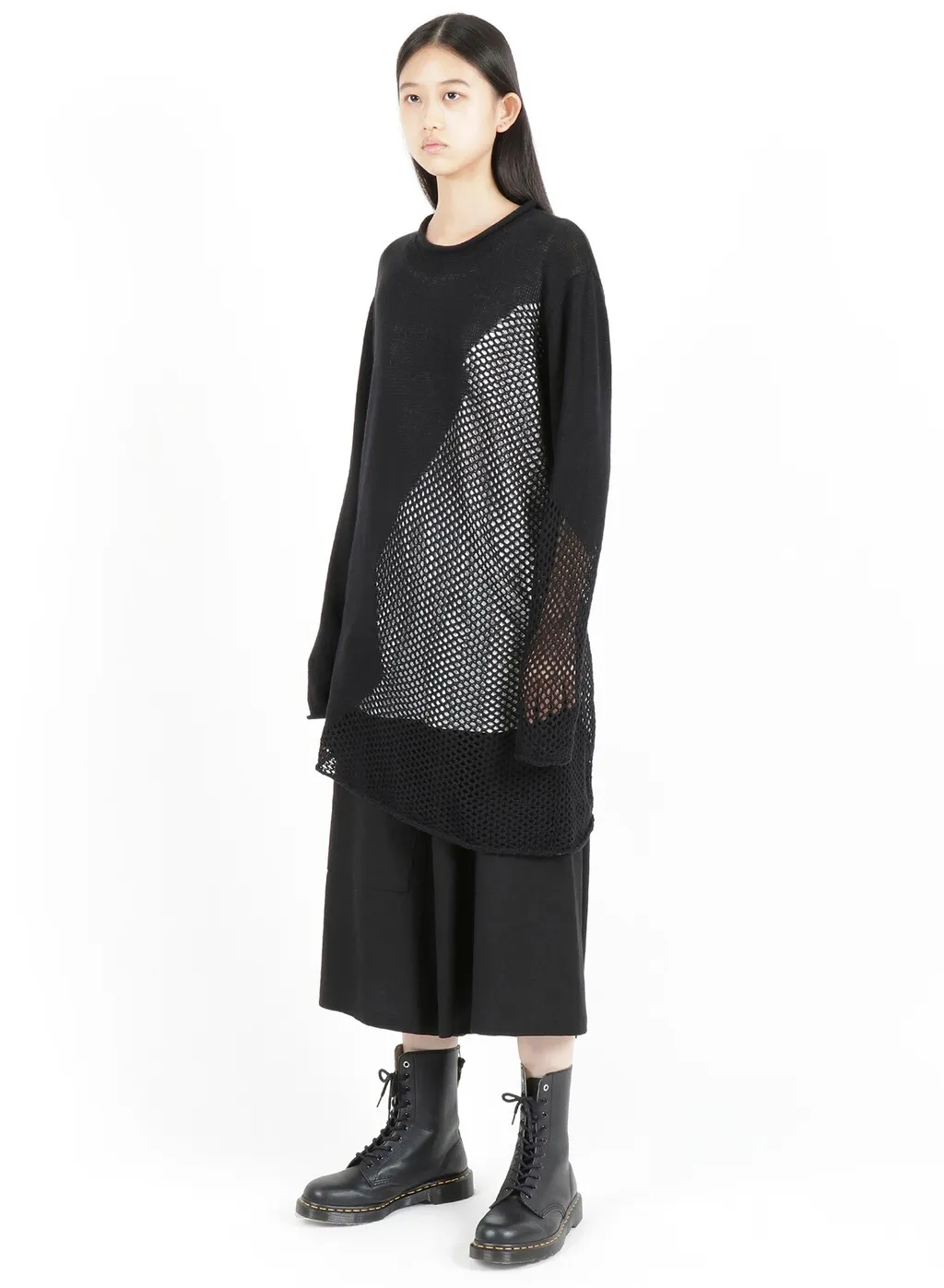 Plain Stitch X Lace Long Knit