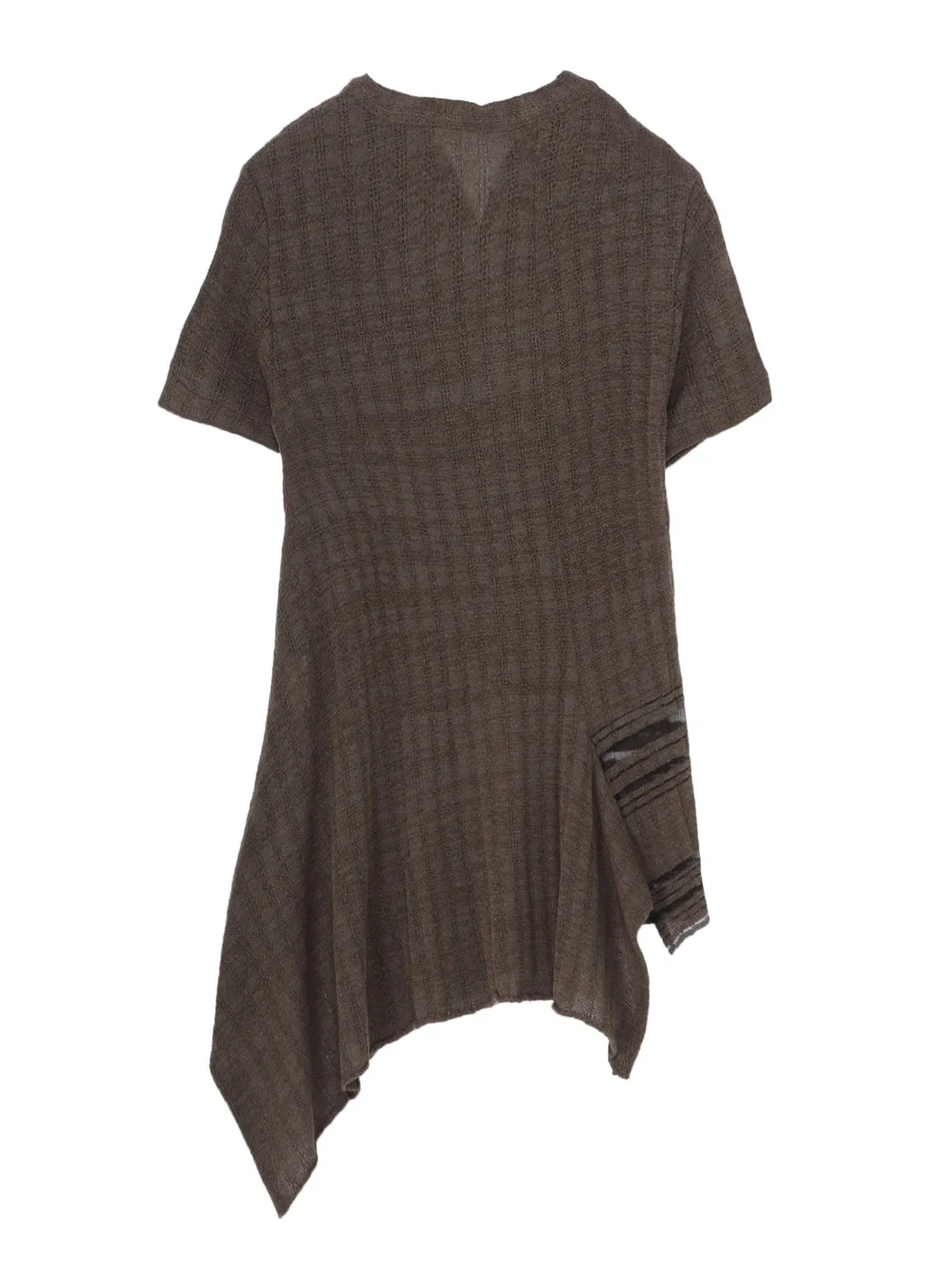 Drop Needle Rib Stripe Asymmetric Hem Pullover