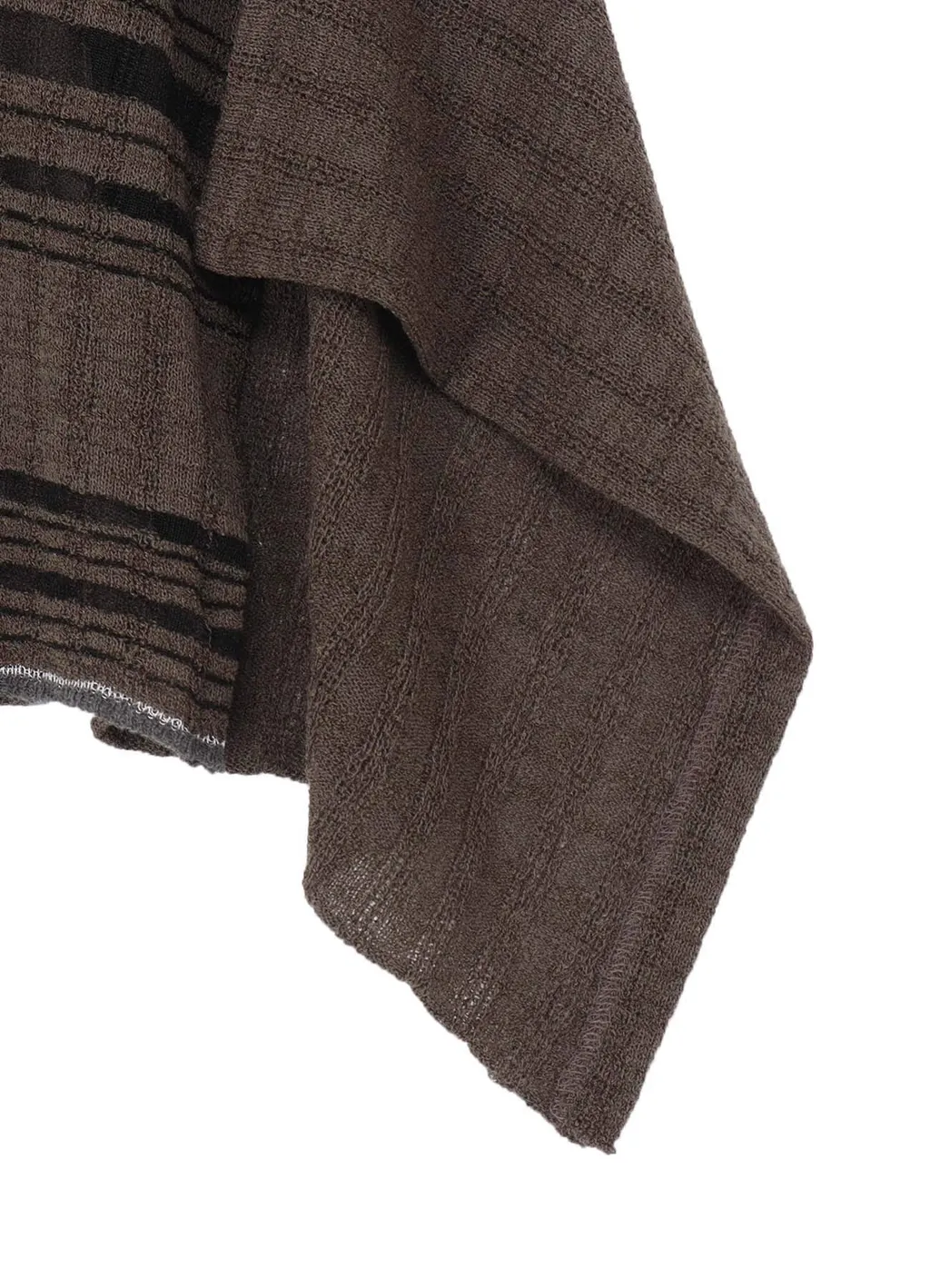 Drop Needle Rib Stripe Asymmetric Hem Pullover