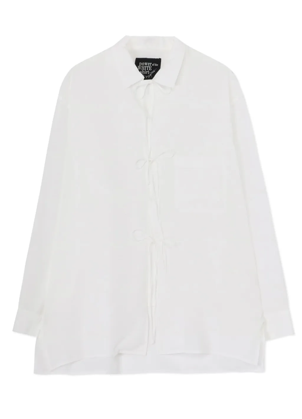 Cellulose Lawn Open Collar Ribbon Shirt