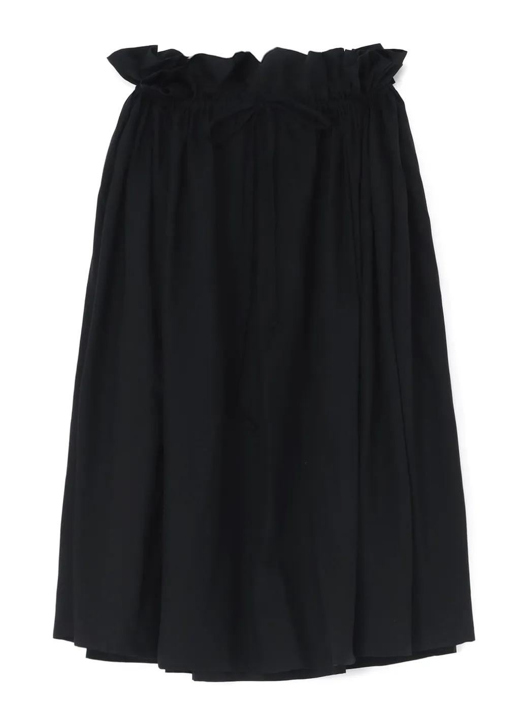 Black Cellulose Poplin Gathered Skirt