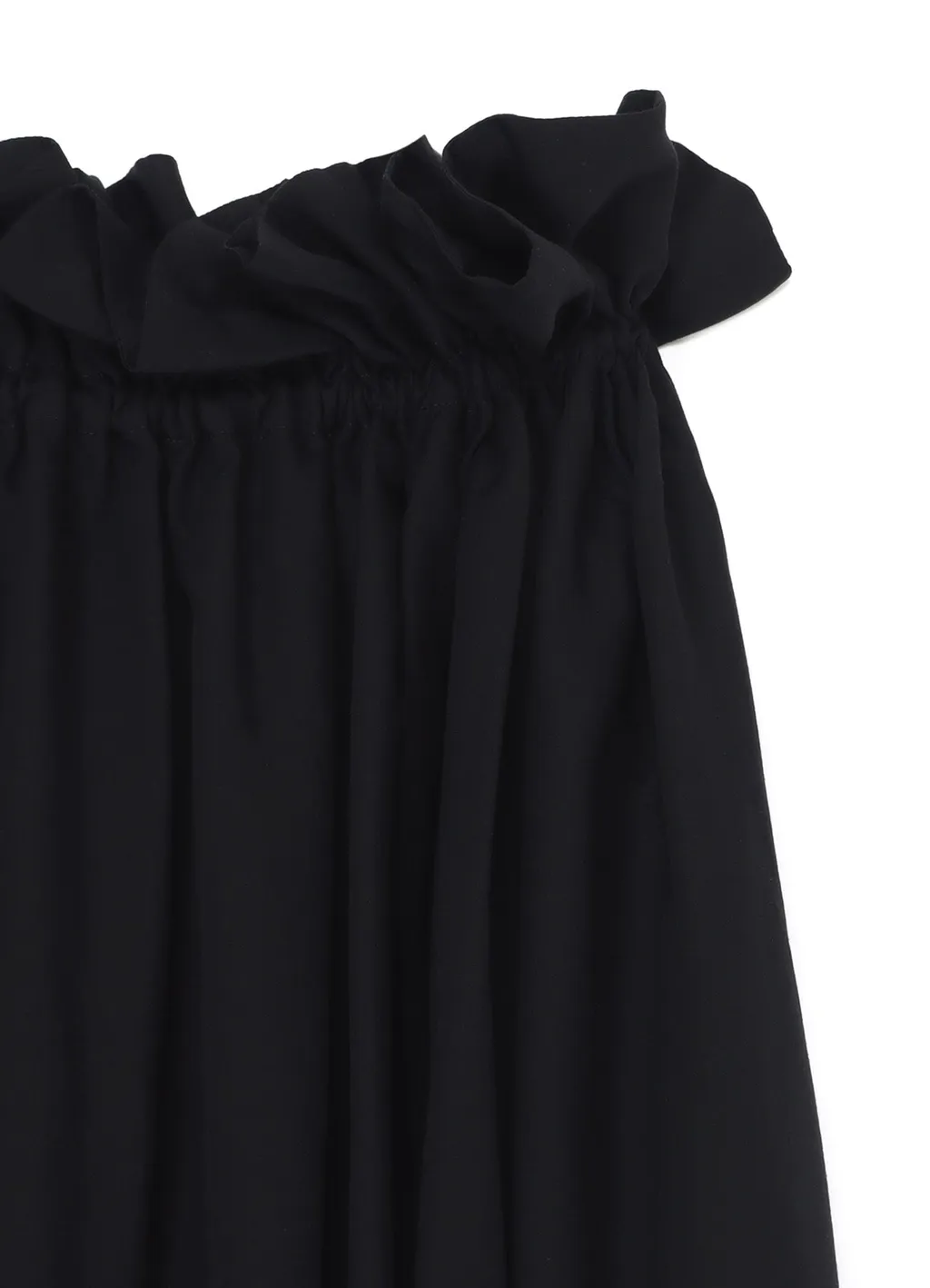 Black Cellulose Poplin Gathered Skirt
