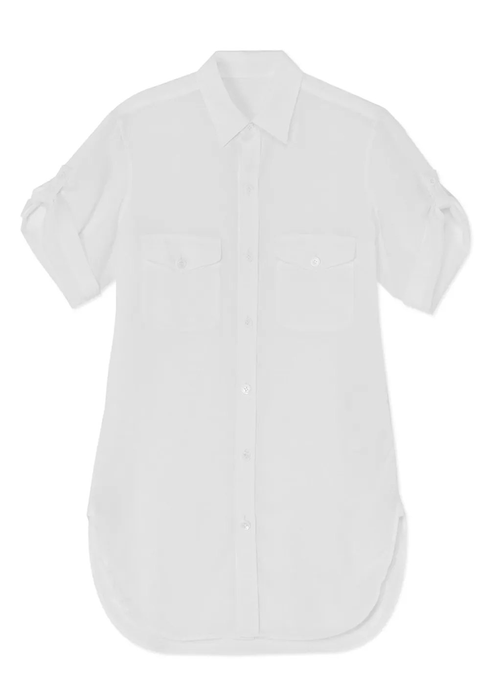 White Cellulose Poplin Safari Shirt