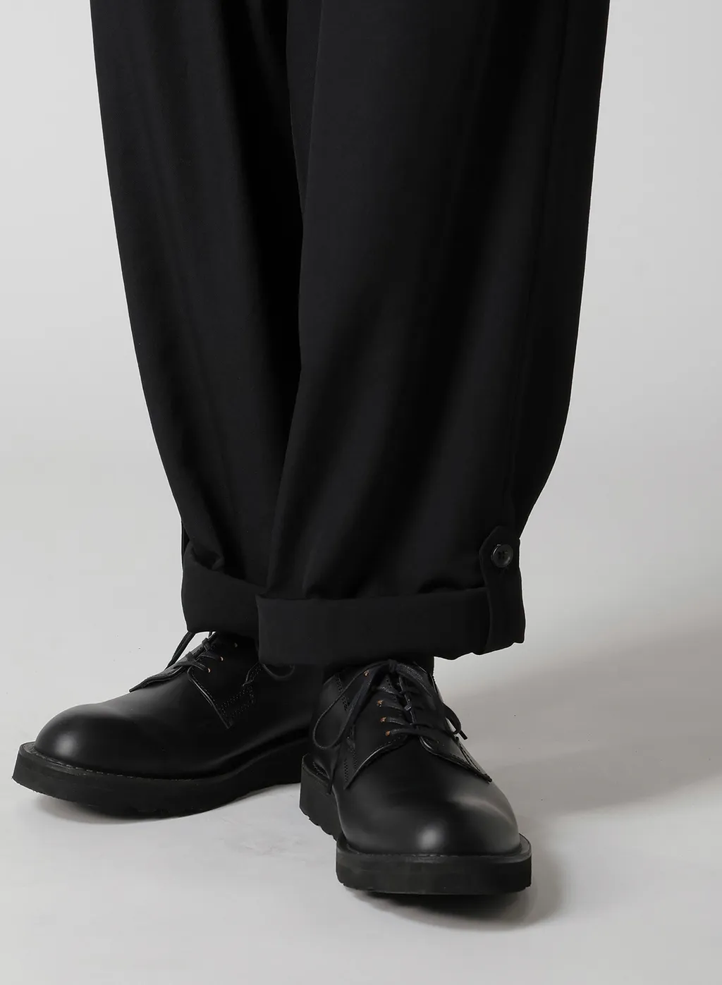 Wool Gabardine Hem Tab Pants