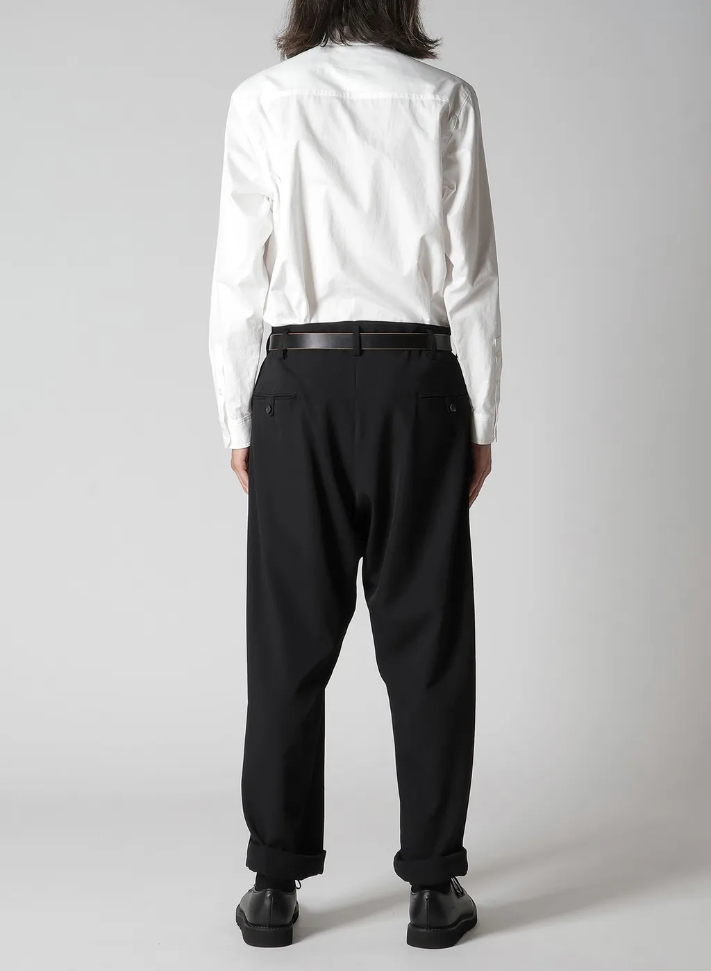 Wool Gabardine Hem Tab Pants