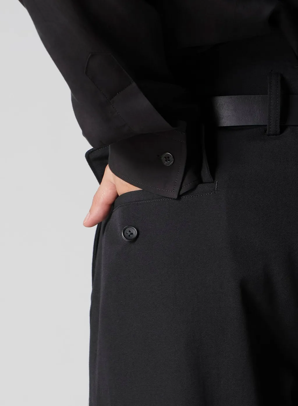 Wool Gabardine Coin Pocket Tuck Pants