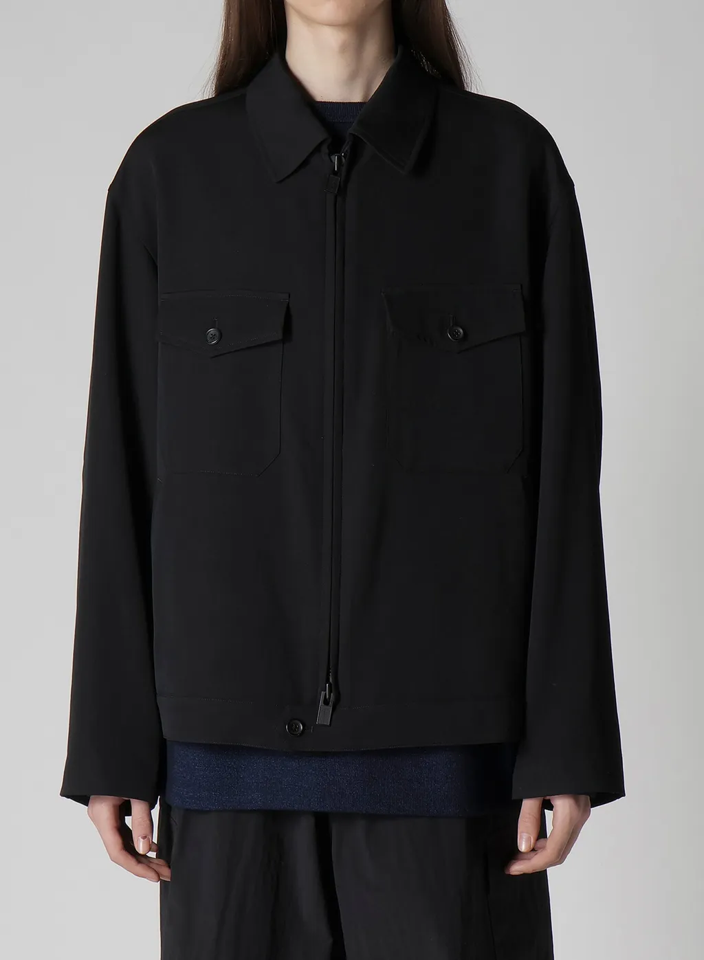 Wool Gabardine Blouson With Flap Pocket
