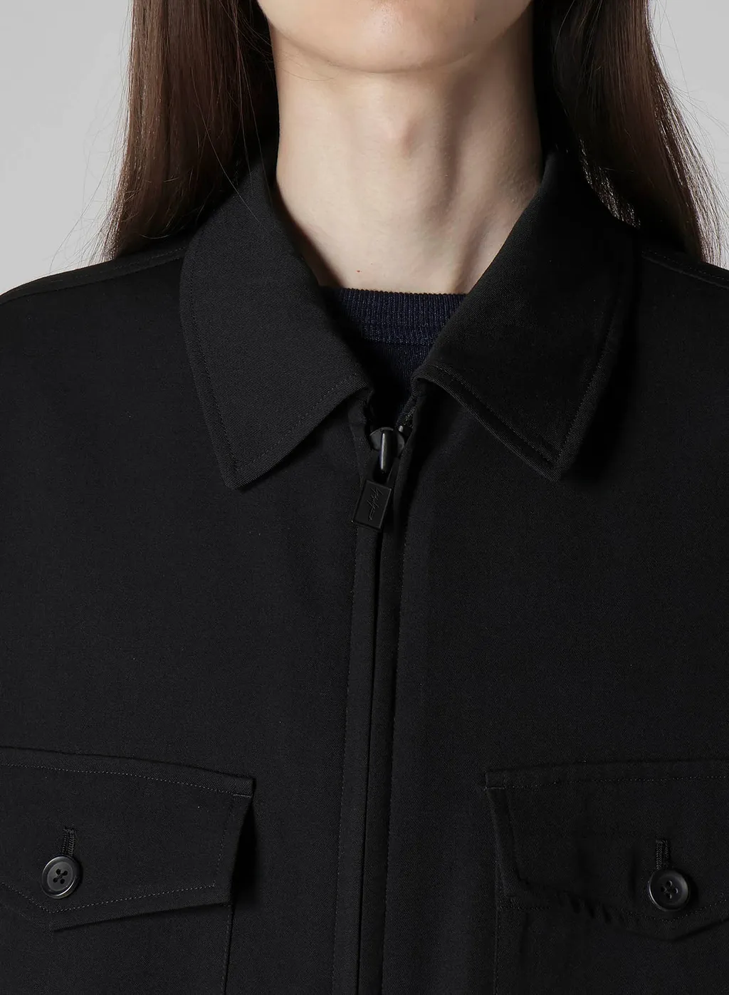 Wool Gabardine Blouson With Flap Pocket