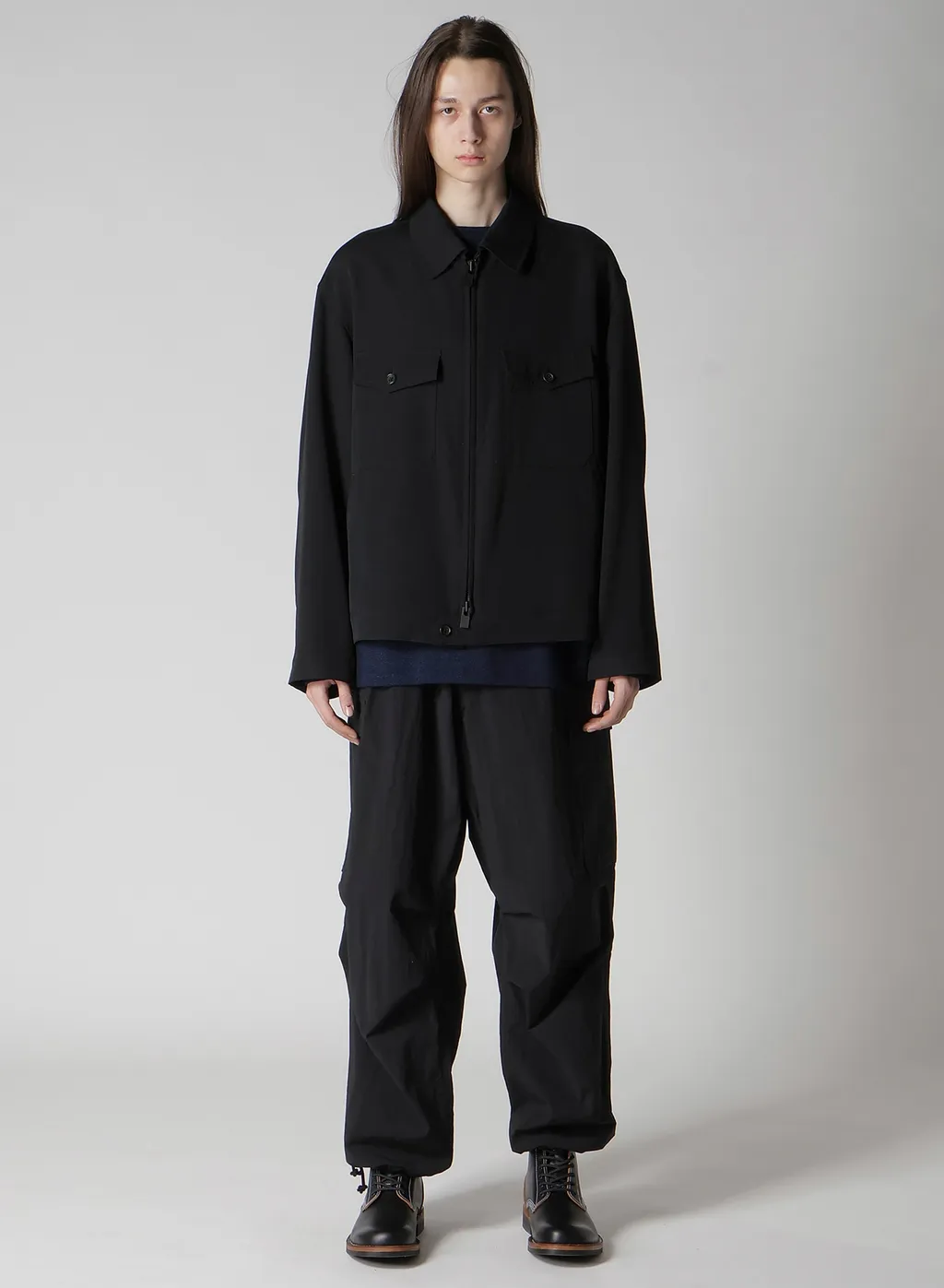 Wool Gabardine Blouson With Flap Pocket