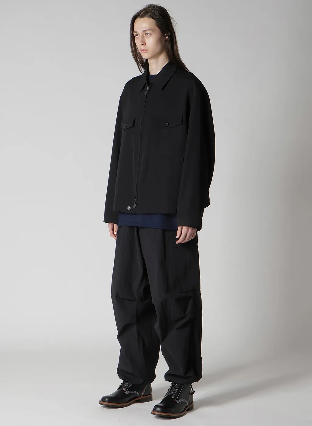 Wool Gabardine Blouson With Flap Pocket