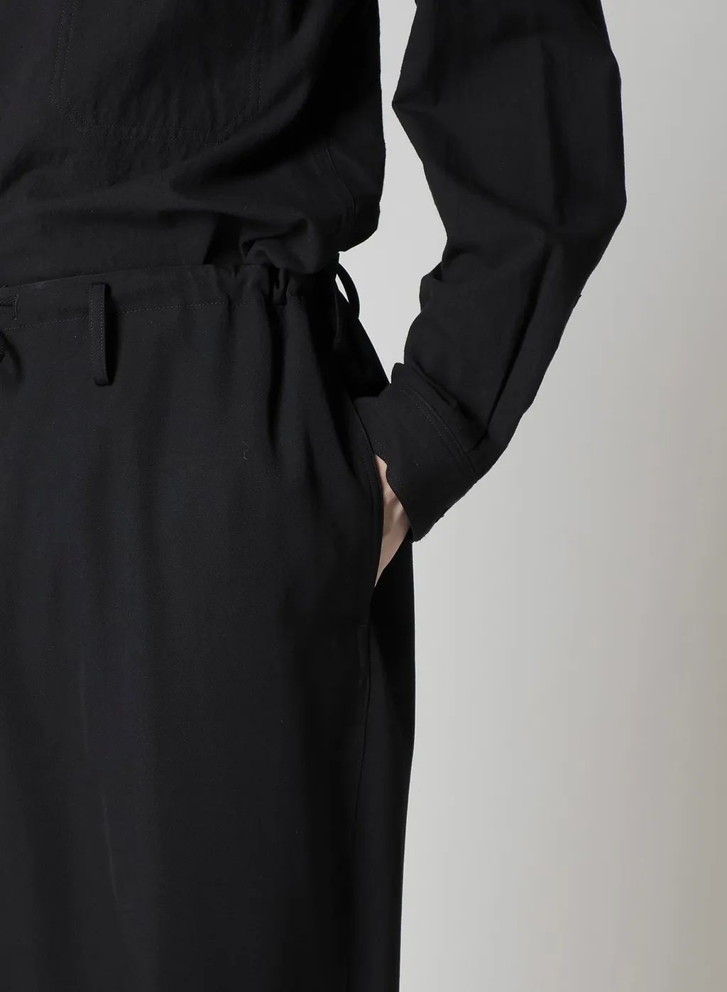 Wool Gabardine Wide String Pants
