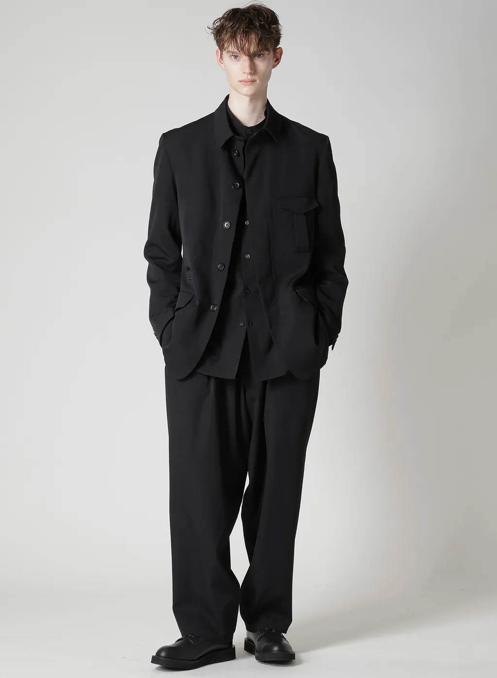 Wool Gabardine Wide String Pants