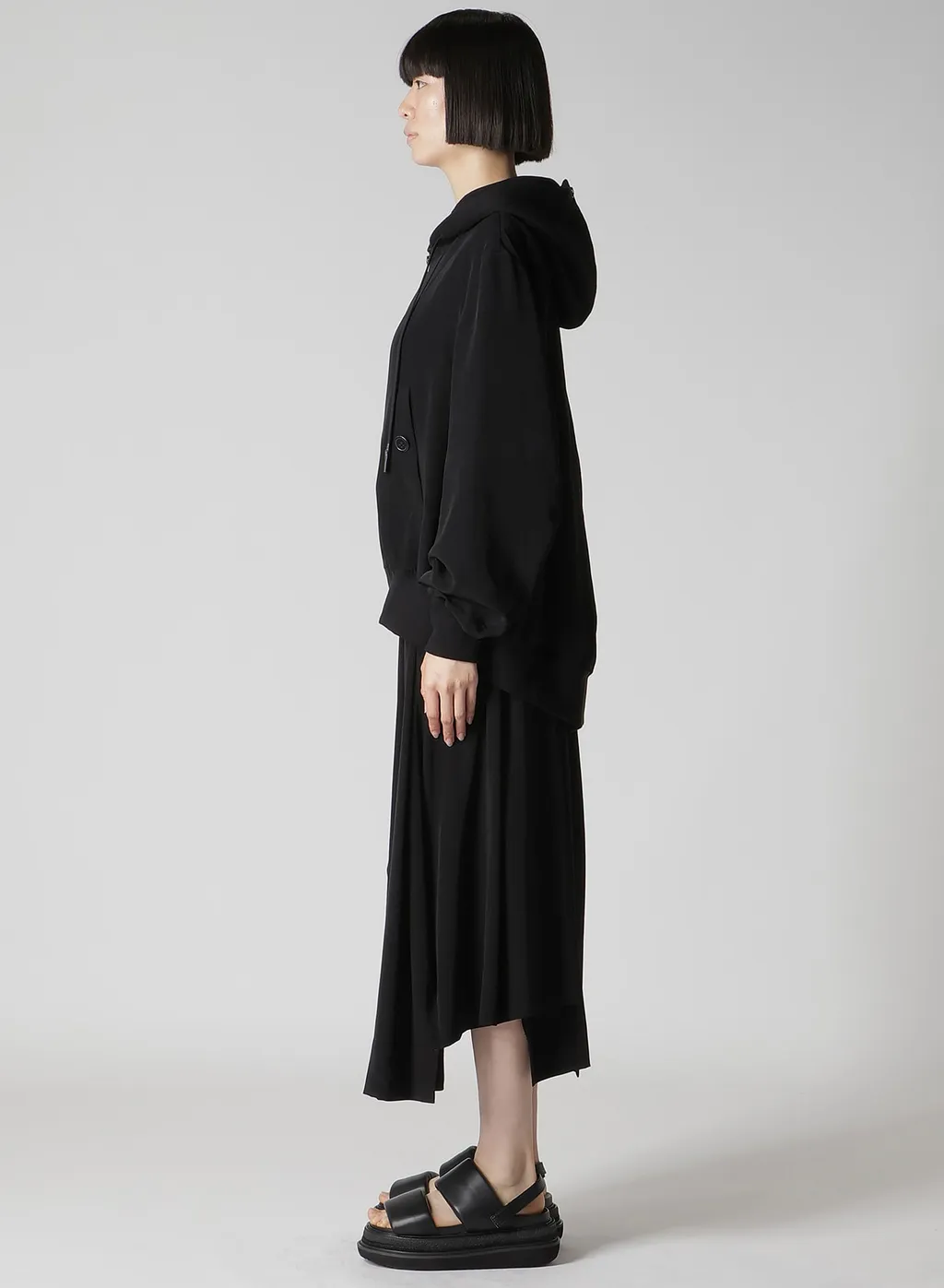 Ta/Pe Crepe De Chine Hooded Bomber Jkt