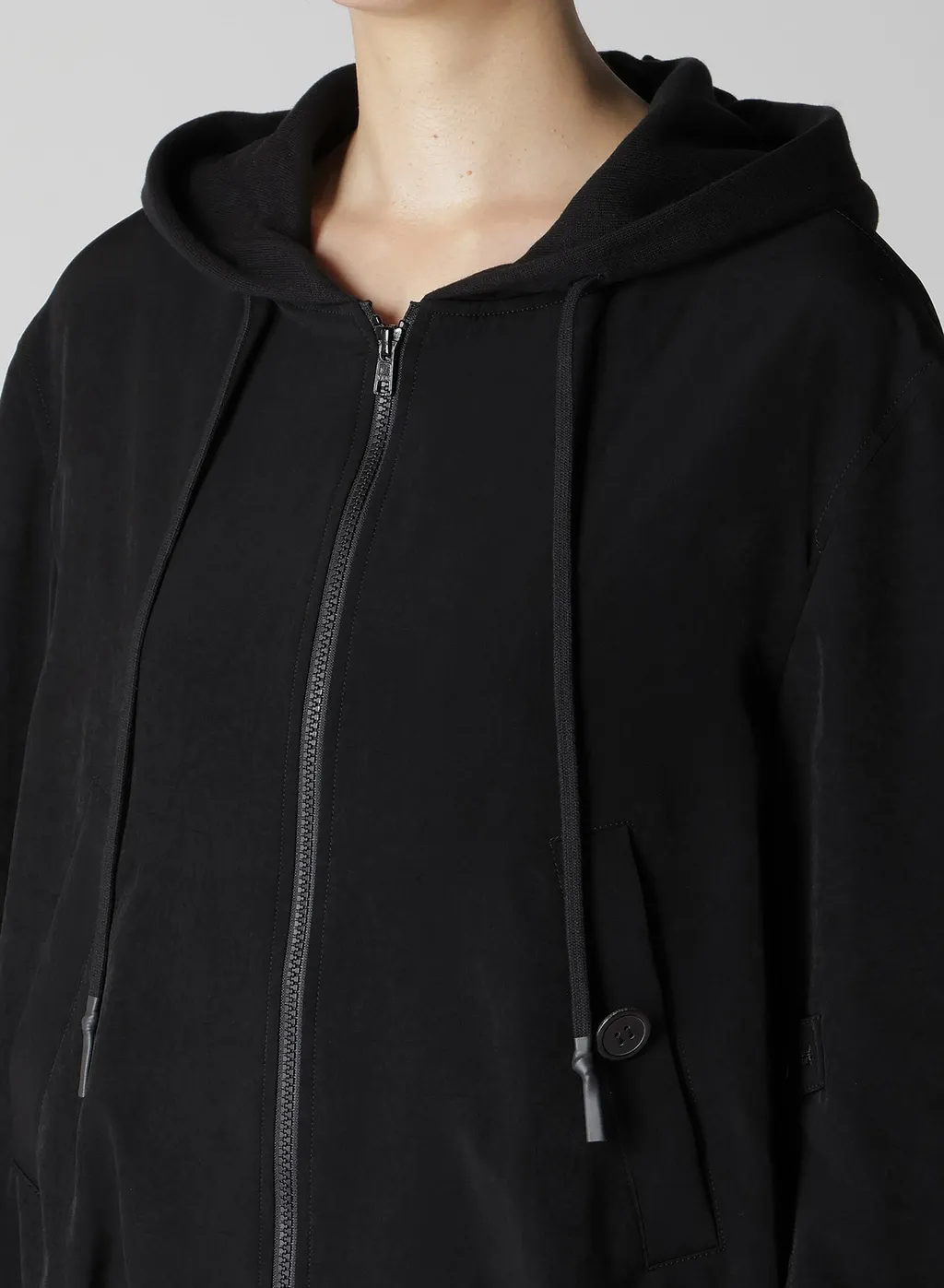 Ta/Pe Crepe De Chine Hooded Bomber Jkt