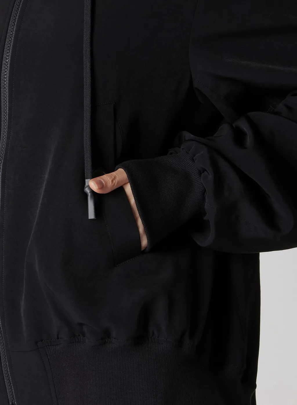 Ta/Pe Crepe De Chine Hooded Bomber Jkt