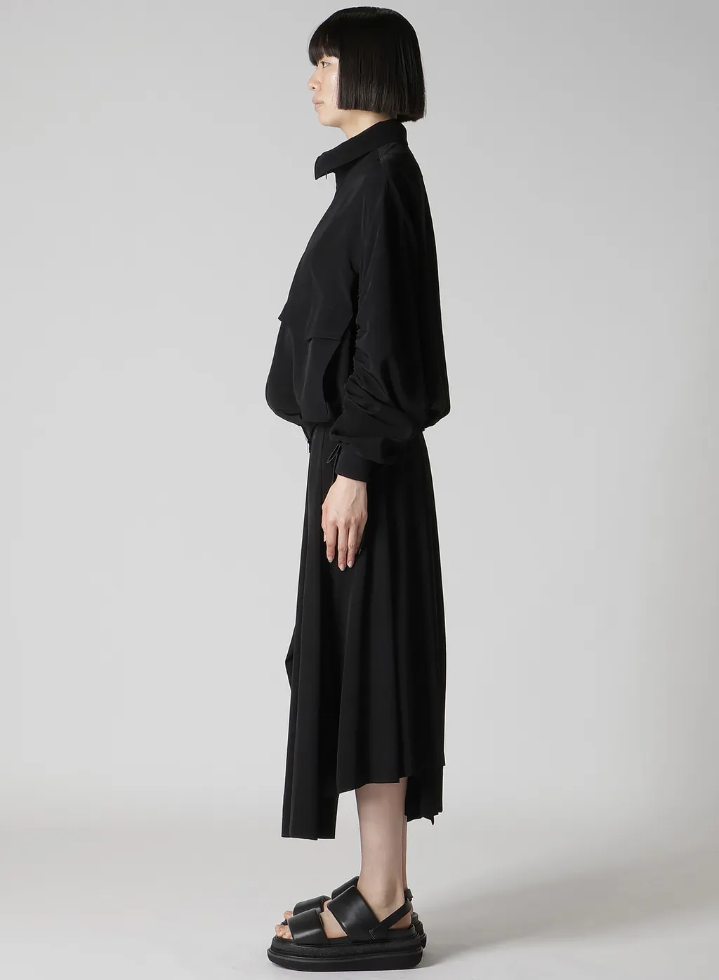 Ta/Pe Crepe De Chine Shirring Sleeve Jacket