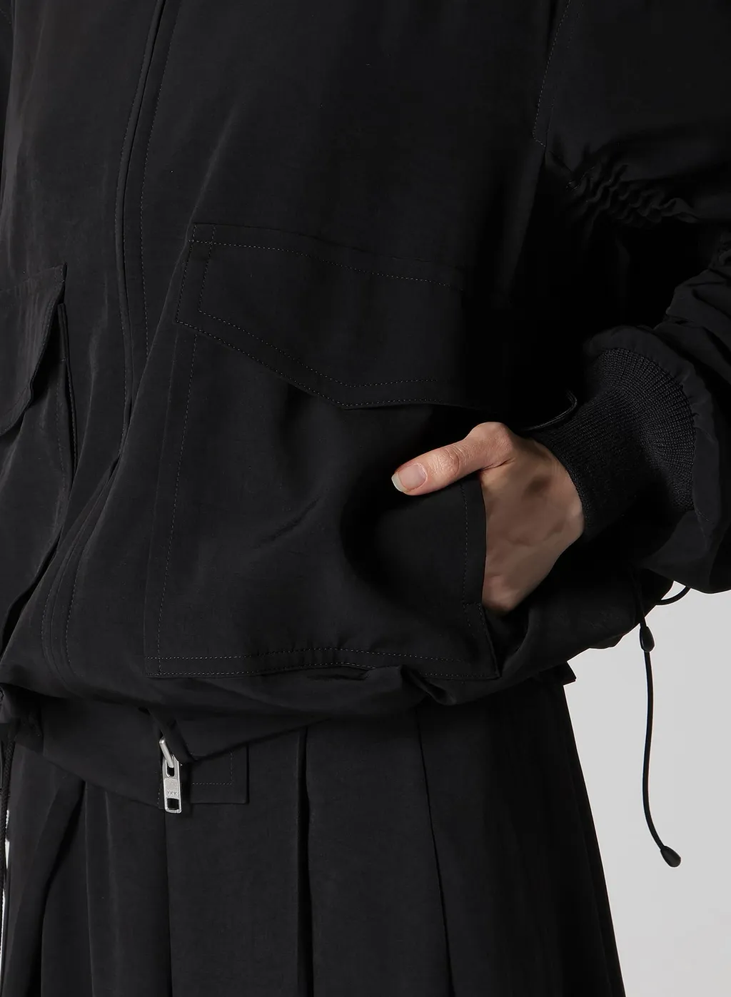 Ta/Pe Crepe De Chine Shirring Sleeve Jacket