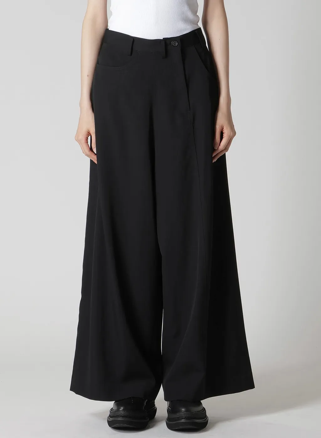 Gabardine Asymmetry Baggy Pants