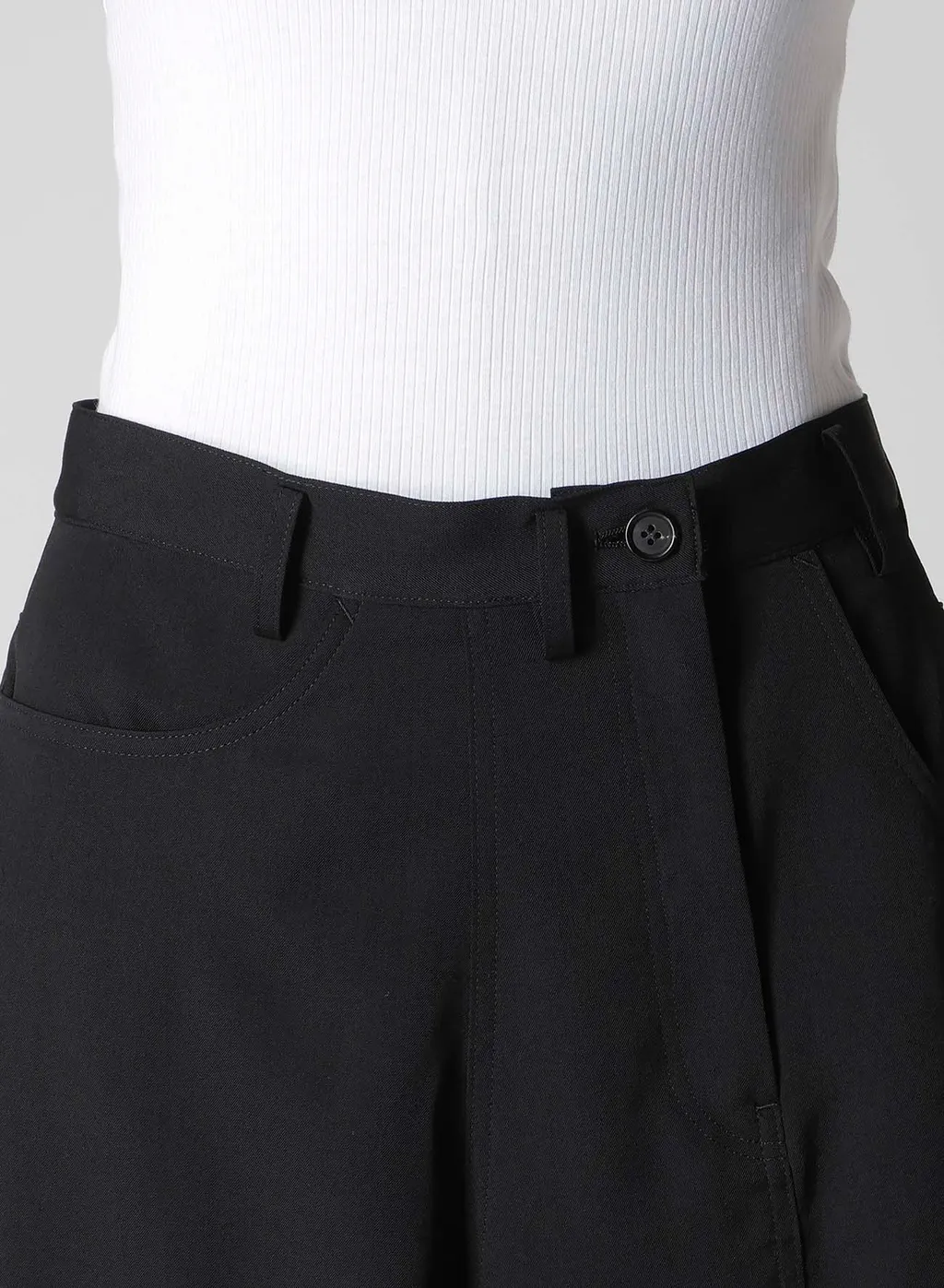 Gabardine Asymmetry Baggy Pants