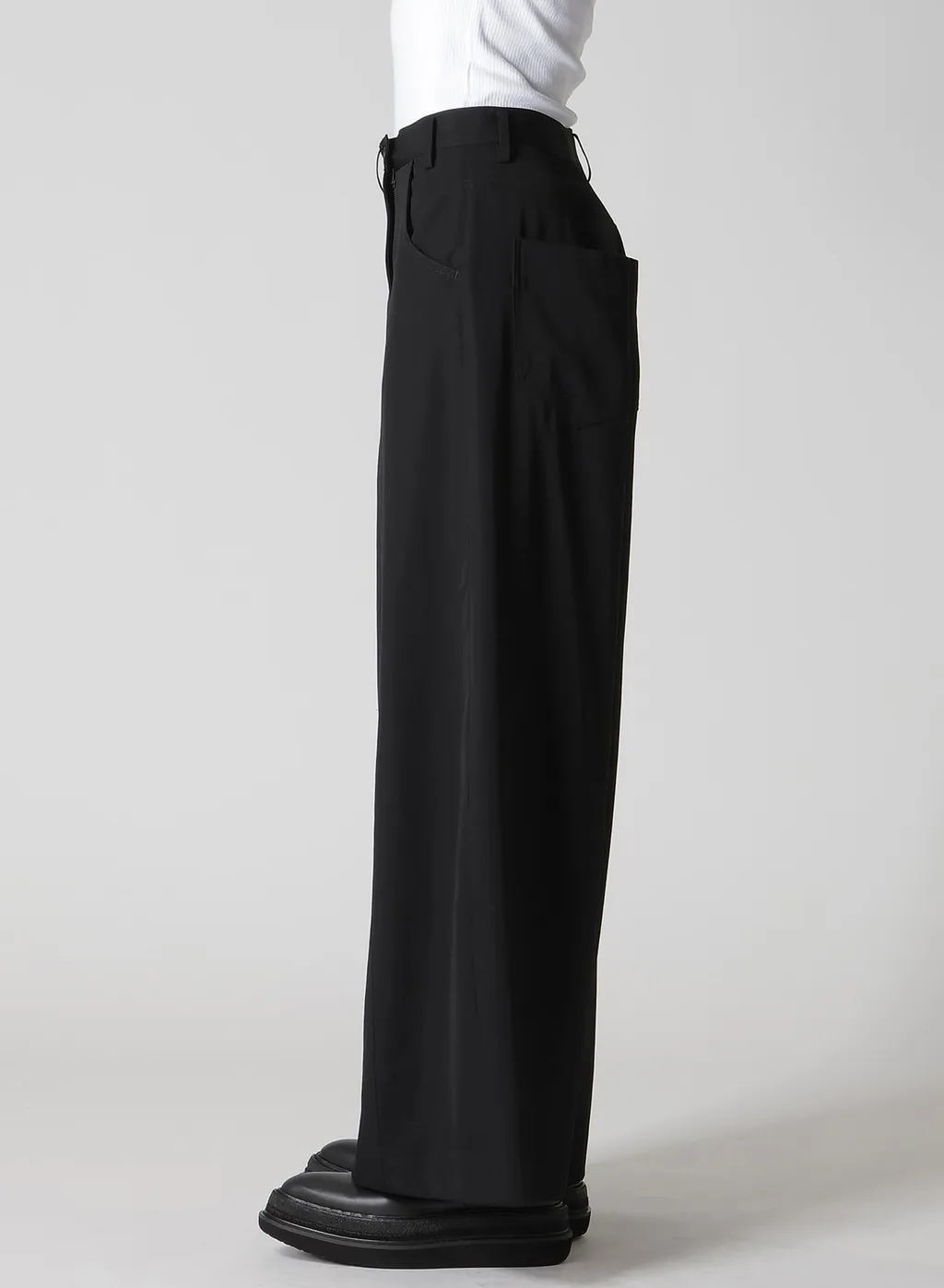 Gabardine Asymmetry Baggy Pants