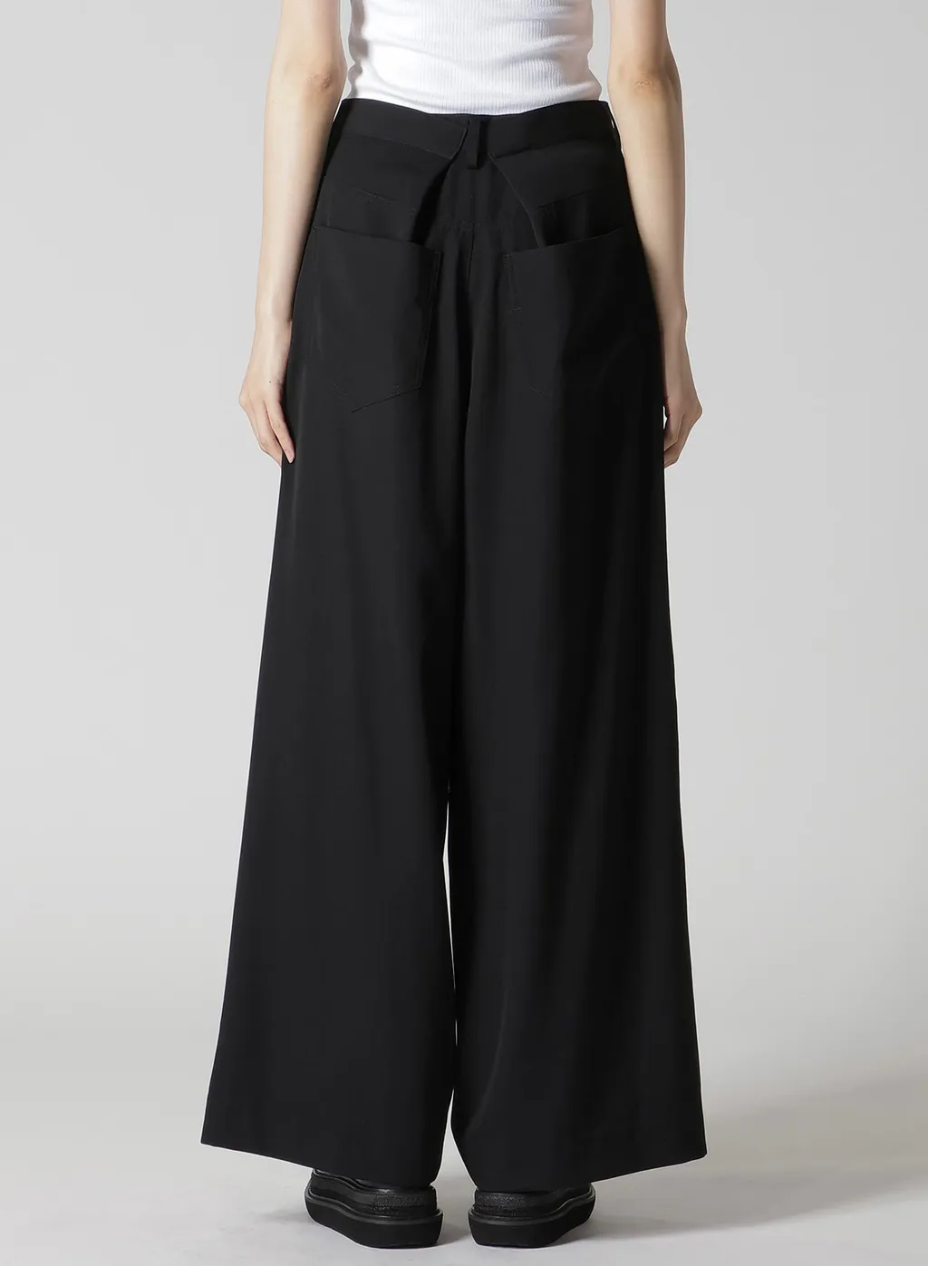Gabardine Asymmetry Baggy Pants