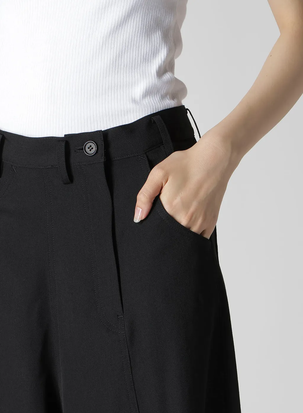 Gabardine Asymmetry Baggy Pants