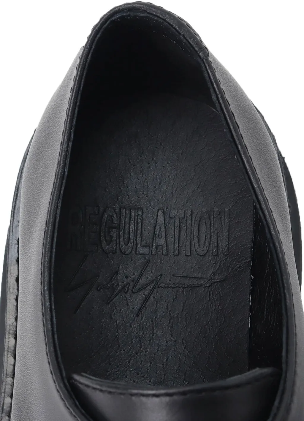 Smooth Leather Blk Flatform Plain Toe Shoes