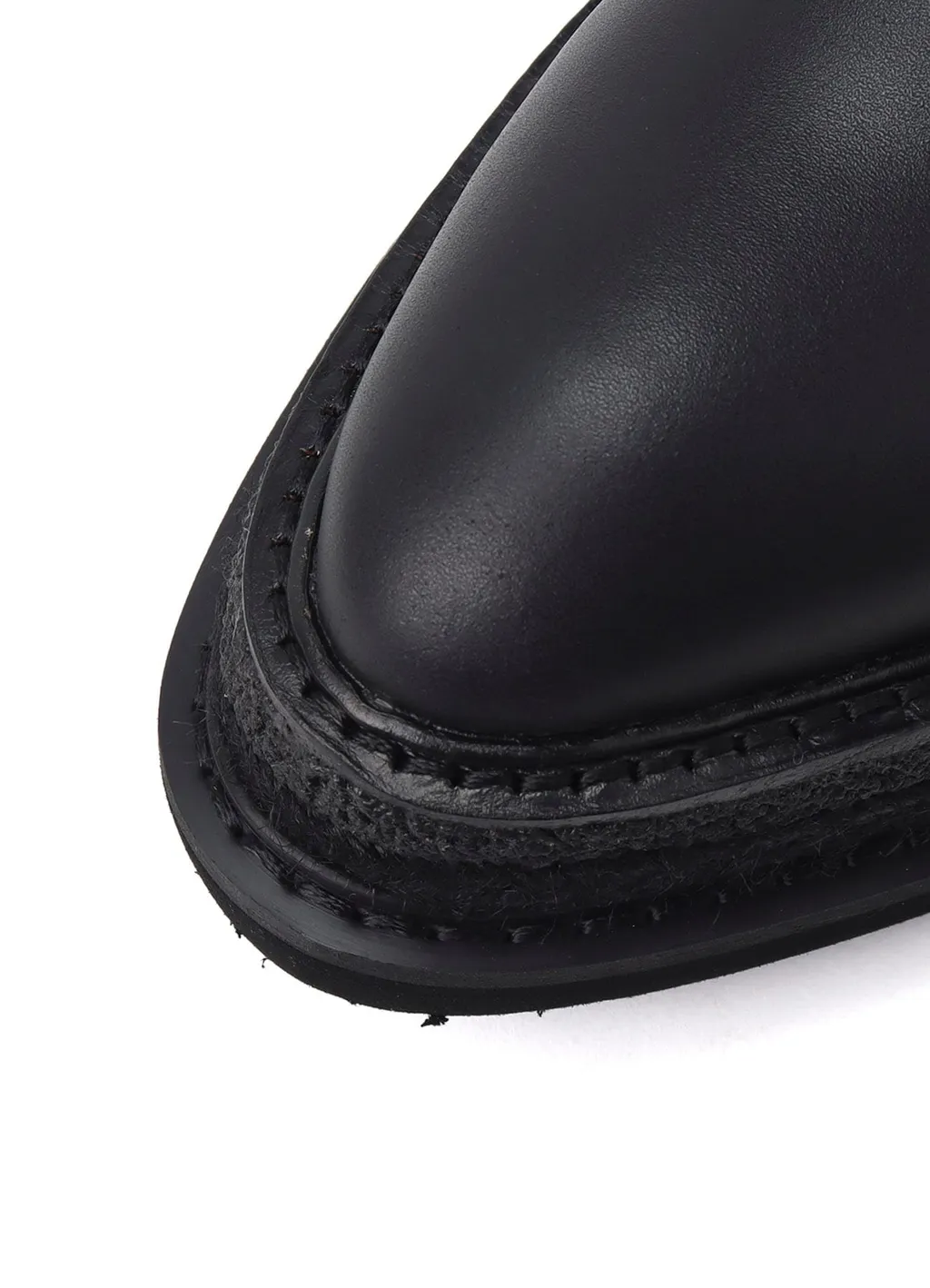 Smooth Leather Blk Flatform Plain Toe Shoes