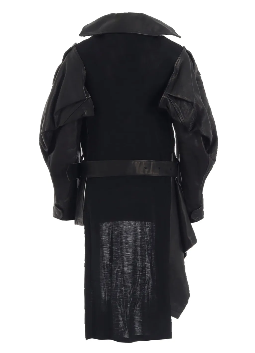 Horse Leather Tucked Slv Belted Jacket
