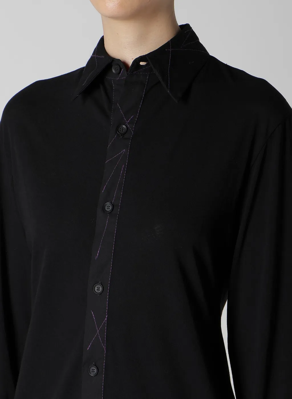 Cotton Single Jersey Color Stitched Blouse A