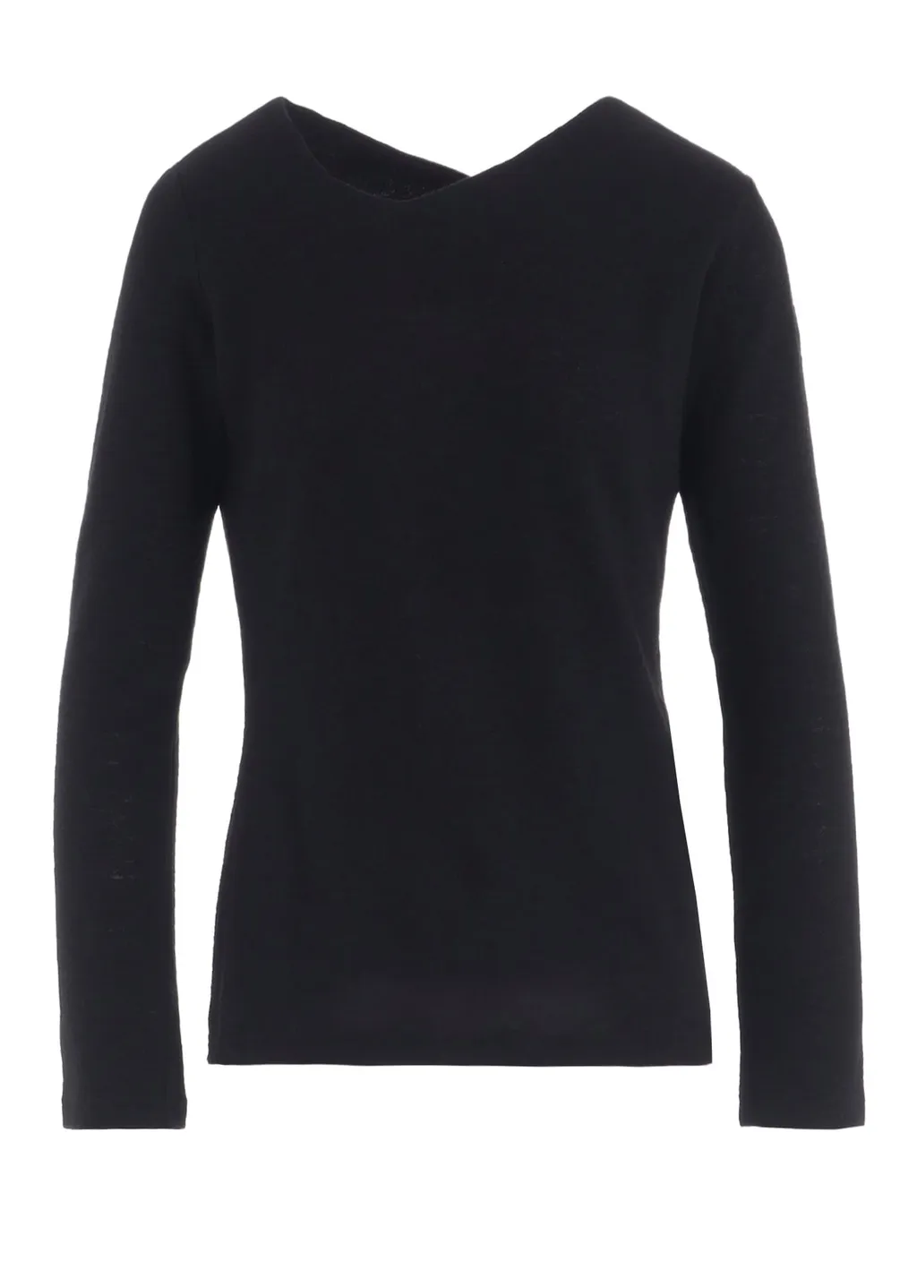 Airy Spun Light Milled Angular Neck Long T-Shirt