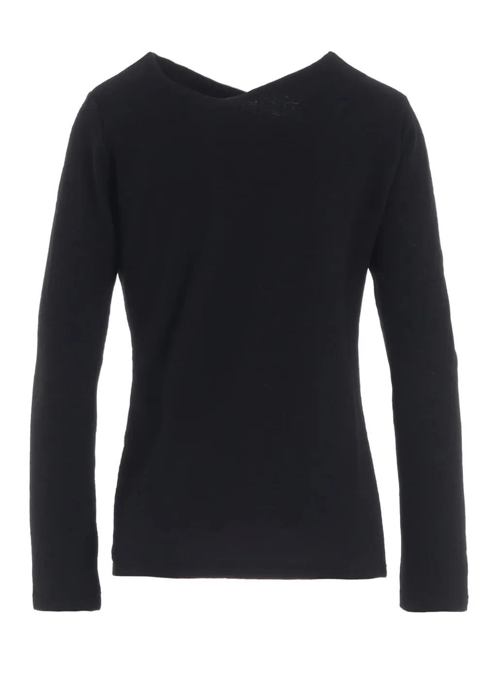 Airy Spun Light Milled Angular Neck Long T-Shirt