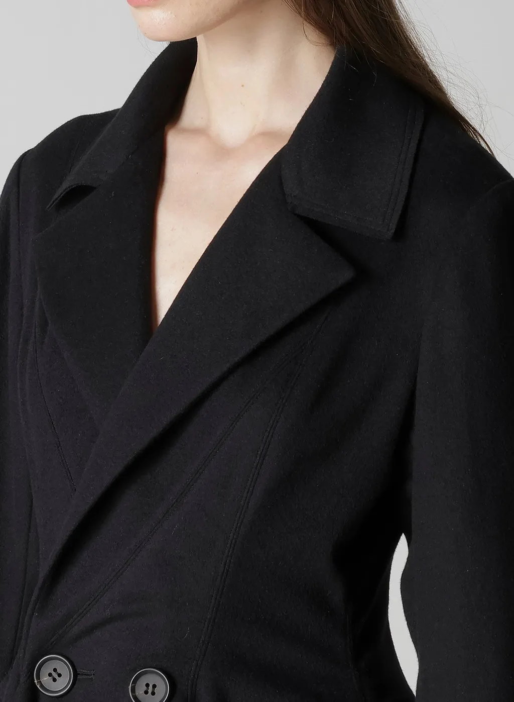 W/Ca Beaver Cloth Paneled Flare Coat