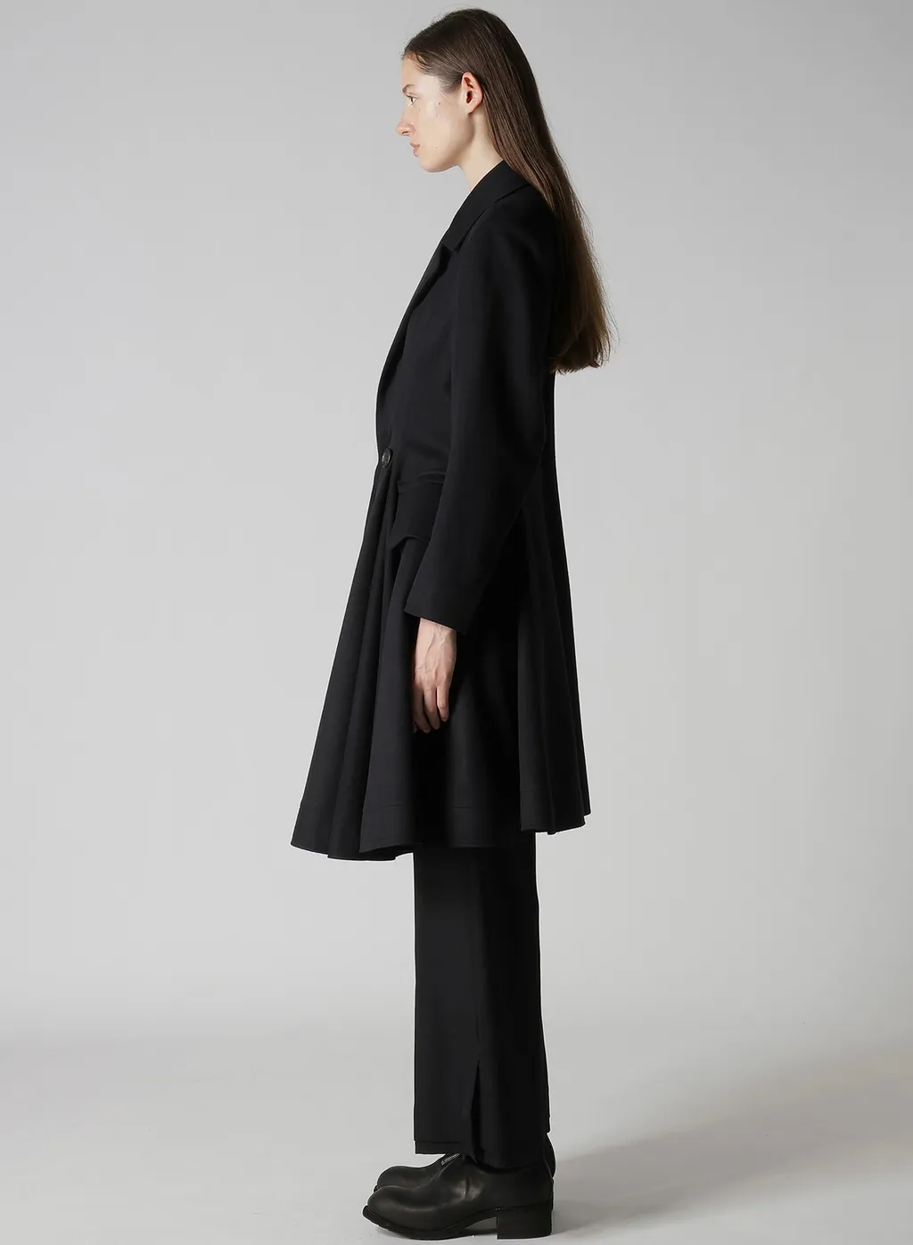 W/Ca Beaver Cloth Paneled Flare Coat