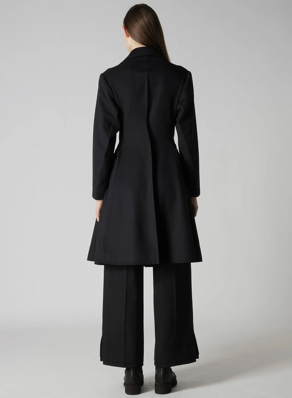W/Ca Beaver Cloth Paneled Flare Coat