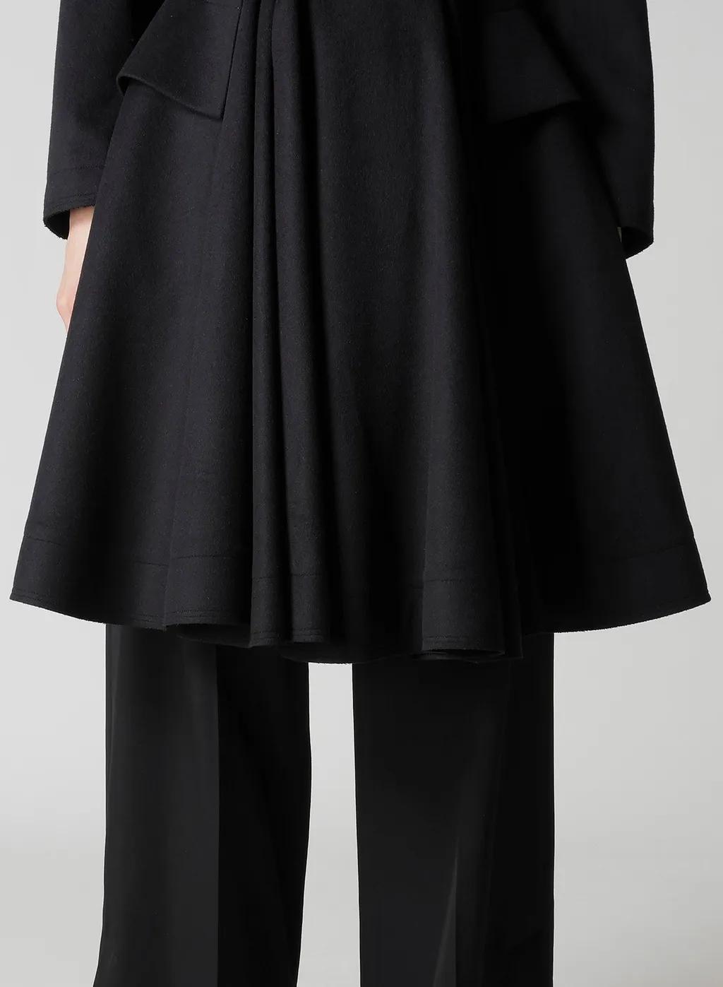 W/Ca Beaver Cloth Paneled Flare Coat