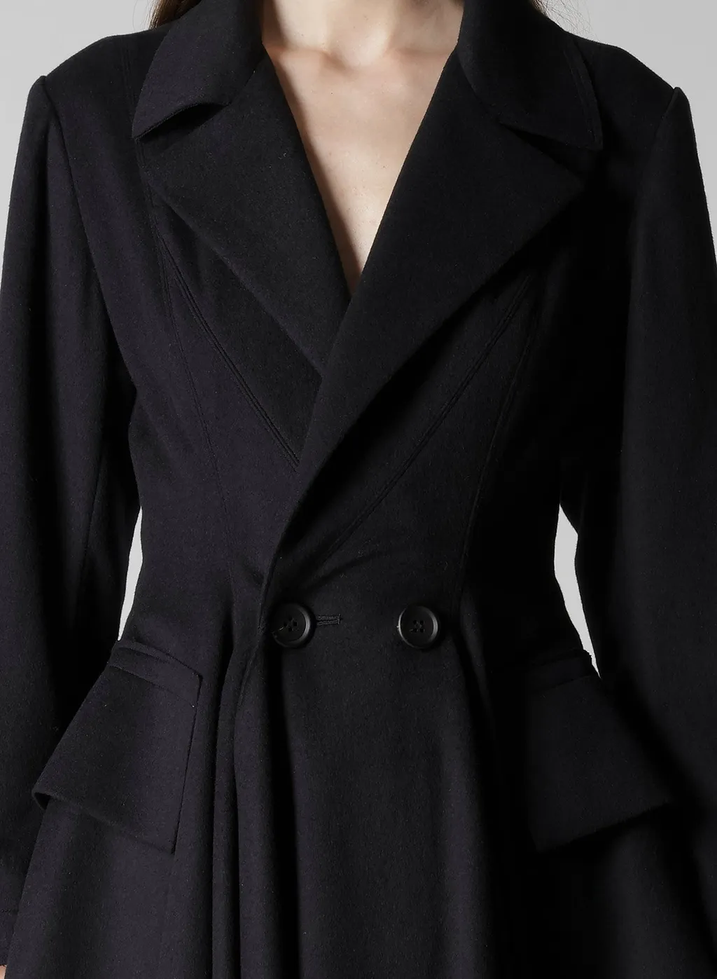 W/Ca Beaver Cloth Paneled Flare Coat