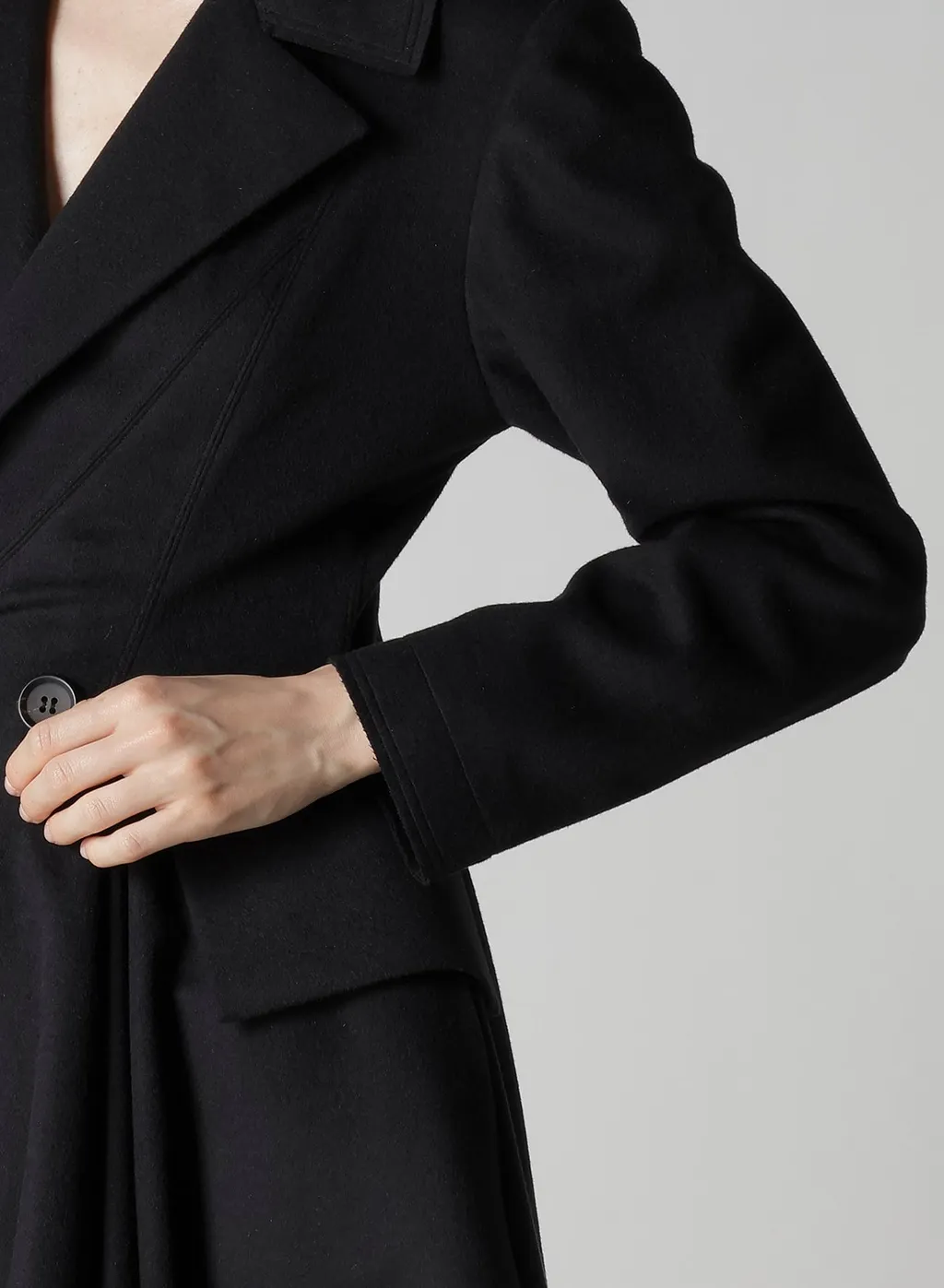 W/Ca Beaver Cloth Paneled Flare Coat
