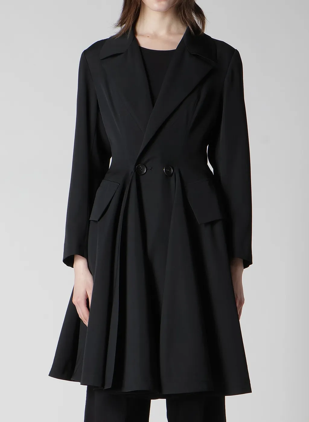 Gabardine Paneled Flare Coat