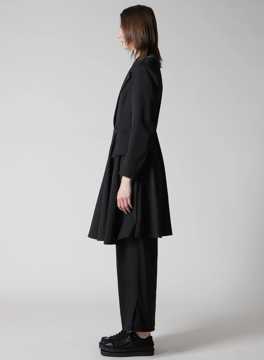 Gabardine Paneled Flare Coat