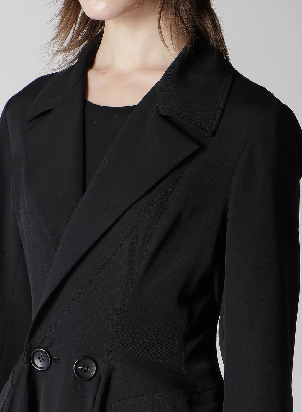 Gabardine Paneled Flare Coat