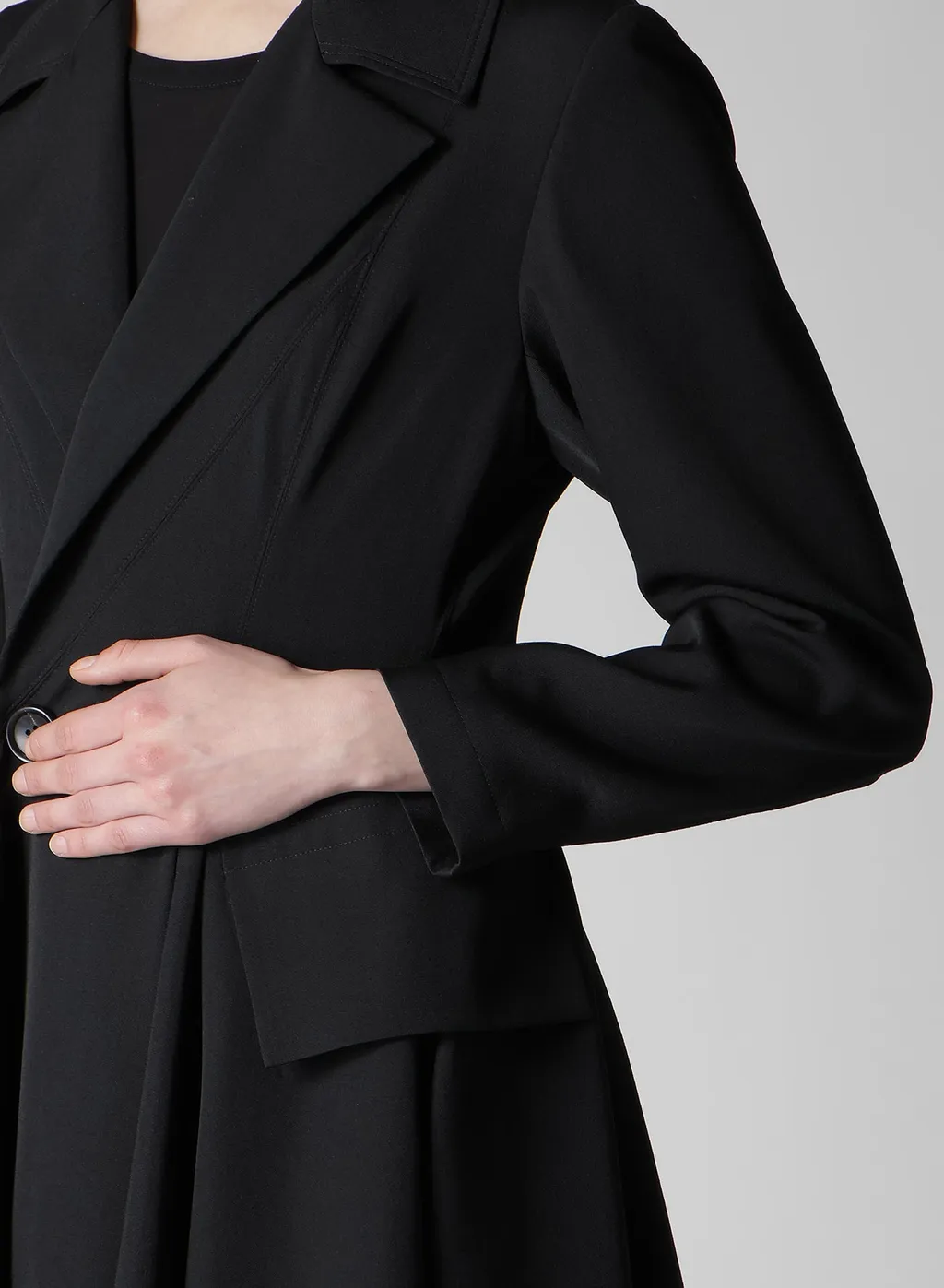 Gabardine Paneled Flare Coat
