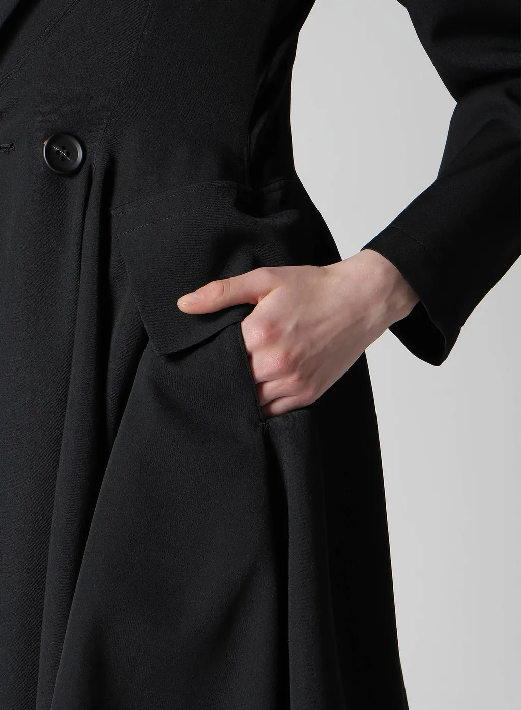 Gabardine Paneled Flare Coat