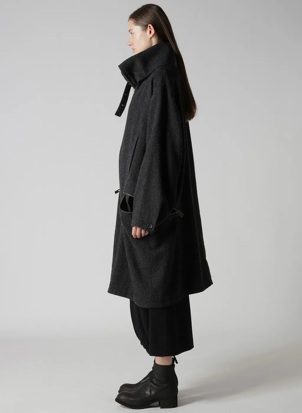 Tweed Cloth B Collar Coat
